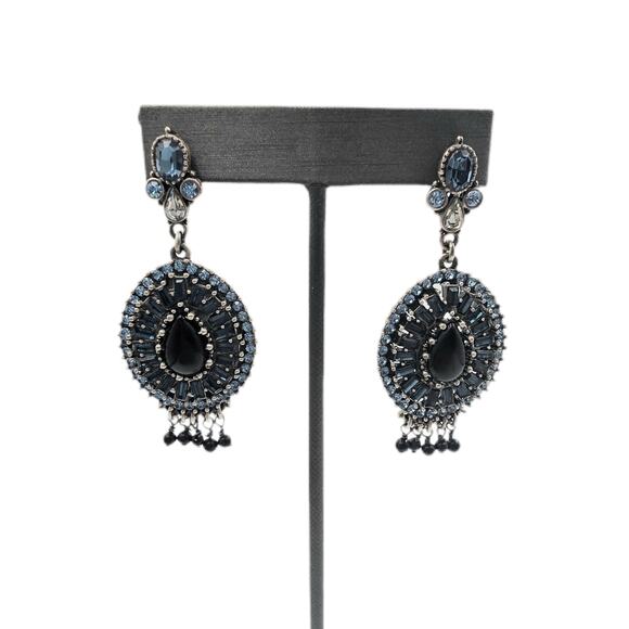 Vintage Lee Angel Art Deco Chunky Rhinestone Necklace and Earrings Set NOS - Picture 5 of 6